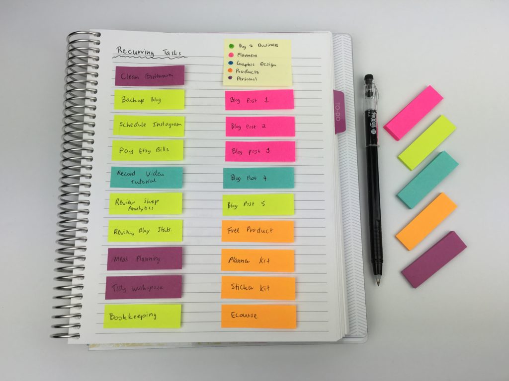 color coding using sticky notes how to use a weekly planner effectively favorite planner supplies recurring tasks planning quickly tips inspiration ideas