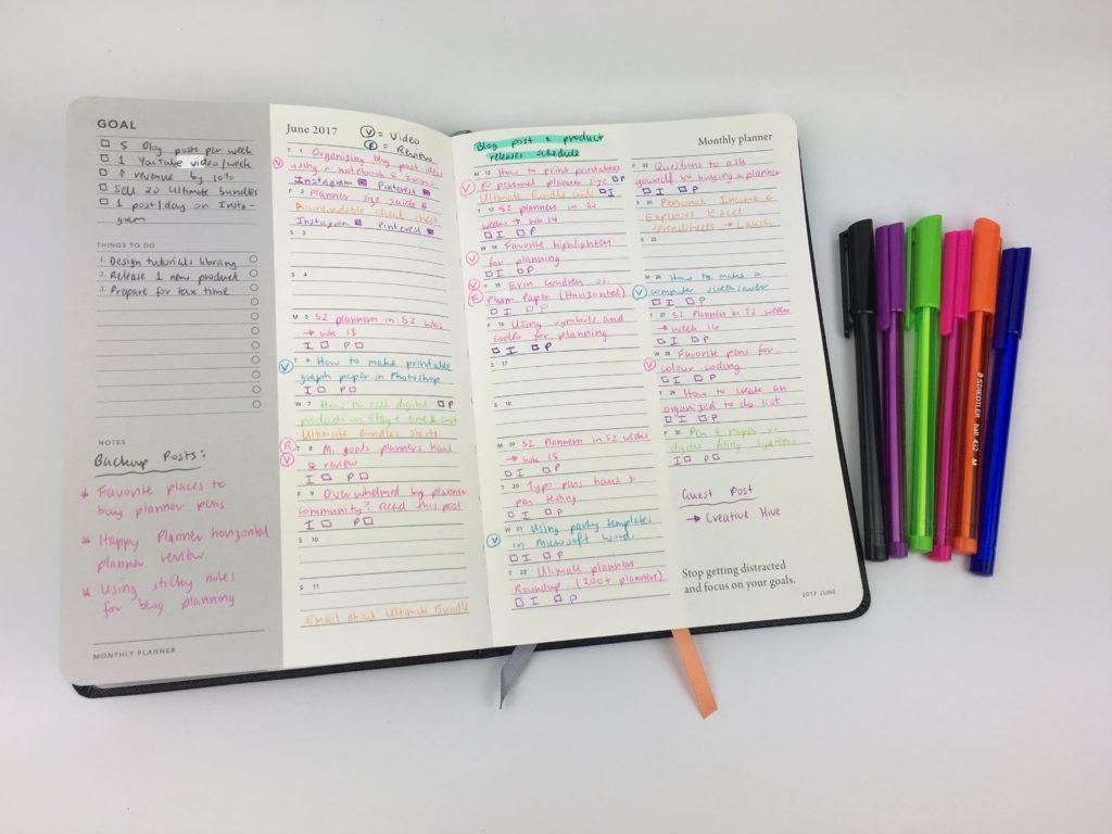 mi goals planner review monthly blog post planning color coding a5 australia planner content calendar editorial blog planners