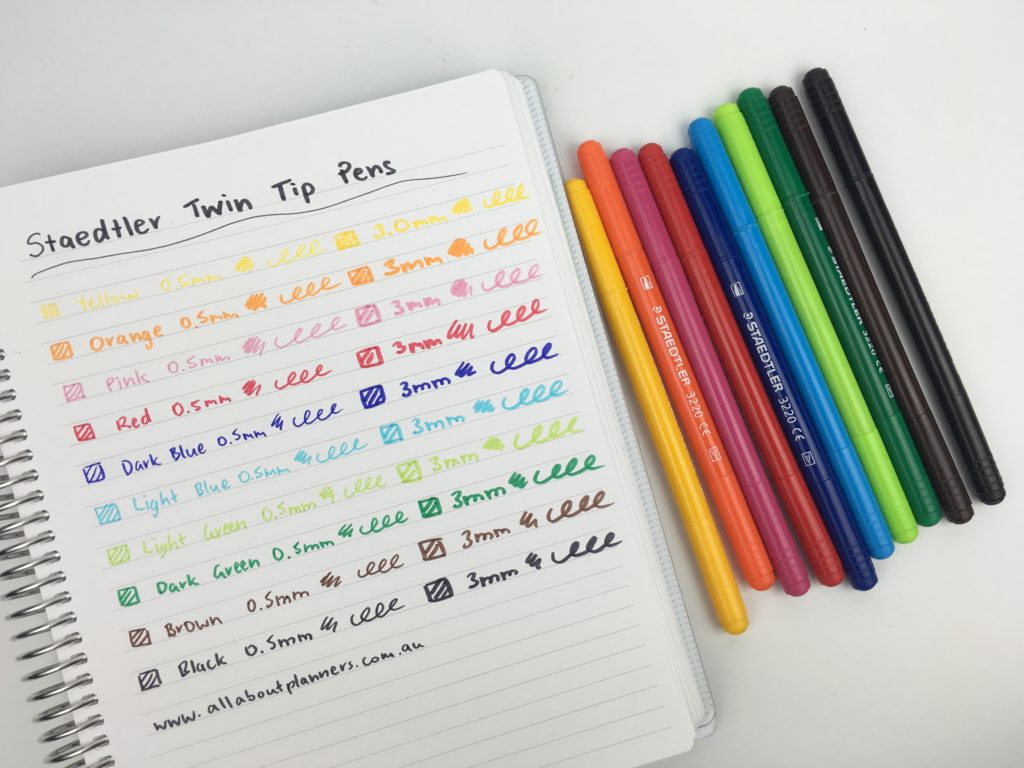 staedtler twin tip marker pens dual fat thin favorite planner pen colorful rainbow color coding