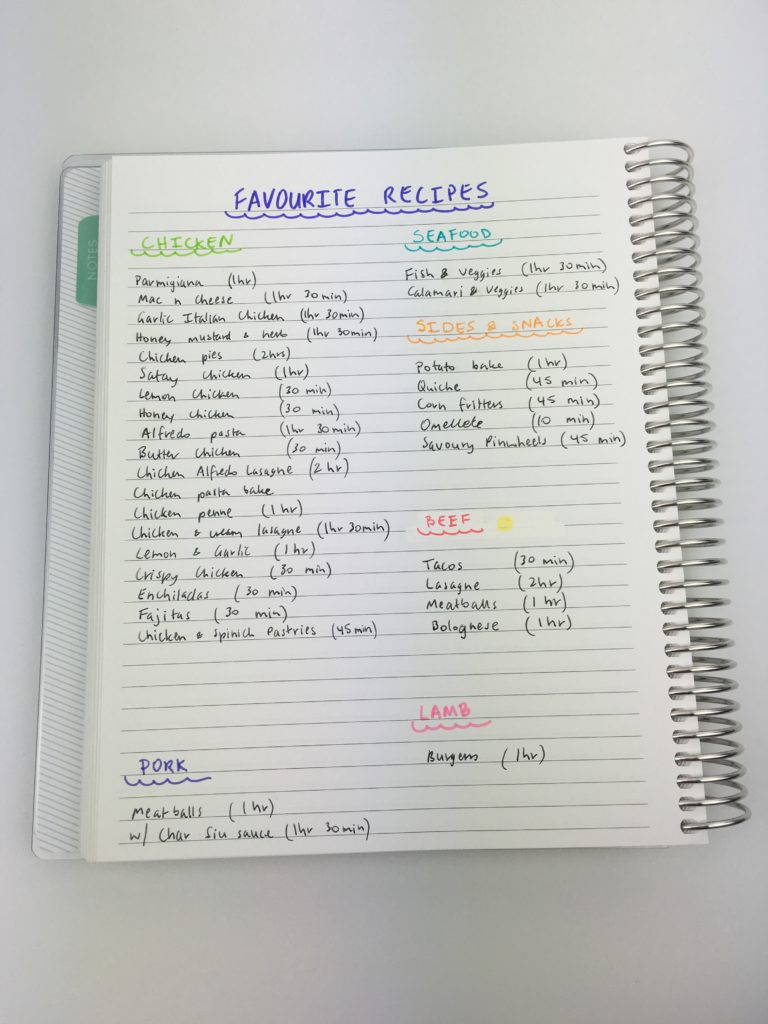 color coded meal planning how to use blank notes pages of a notebook planner inspiration ideas useful tips productivity color coding menu planning inspo