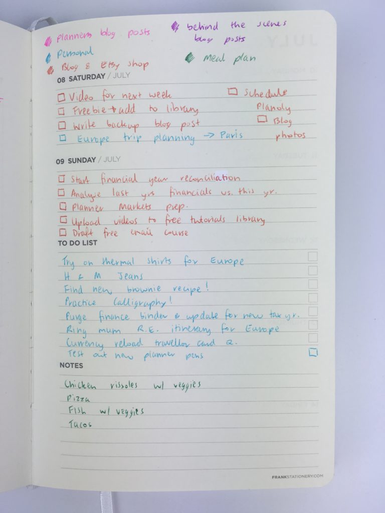 frank weekly planner review simple 2 pages per week planner color coding tips ideas inspiration planners never heard of mi goals similar alternative