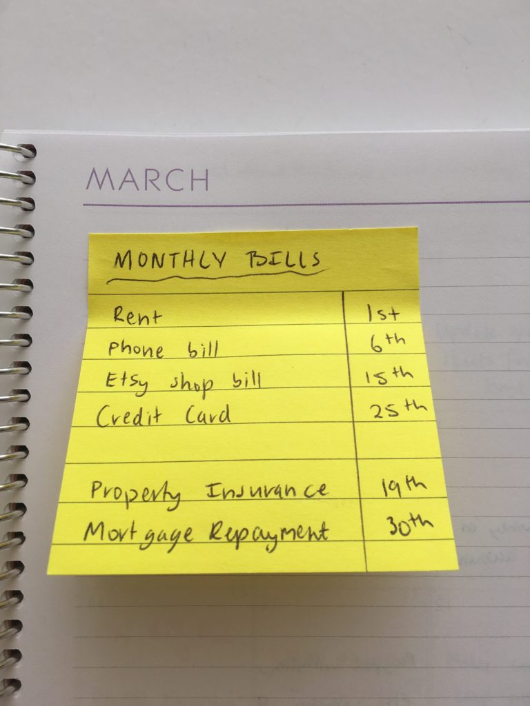 how to use sticky note for weekly planning bill paying ideas inspiration tips setting up a planner recurring tasks routine habit tracking hack