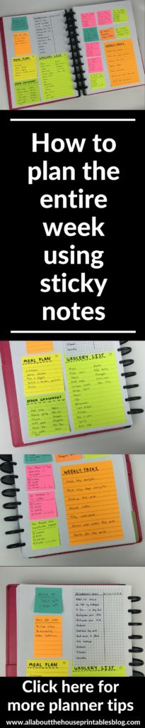 how to use sticky notes for planning weekly spread ideas reminder cleaning recurring task pre planning week ideas tips inspo