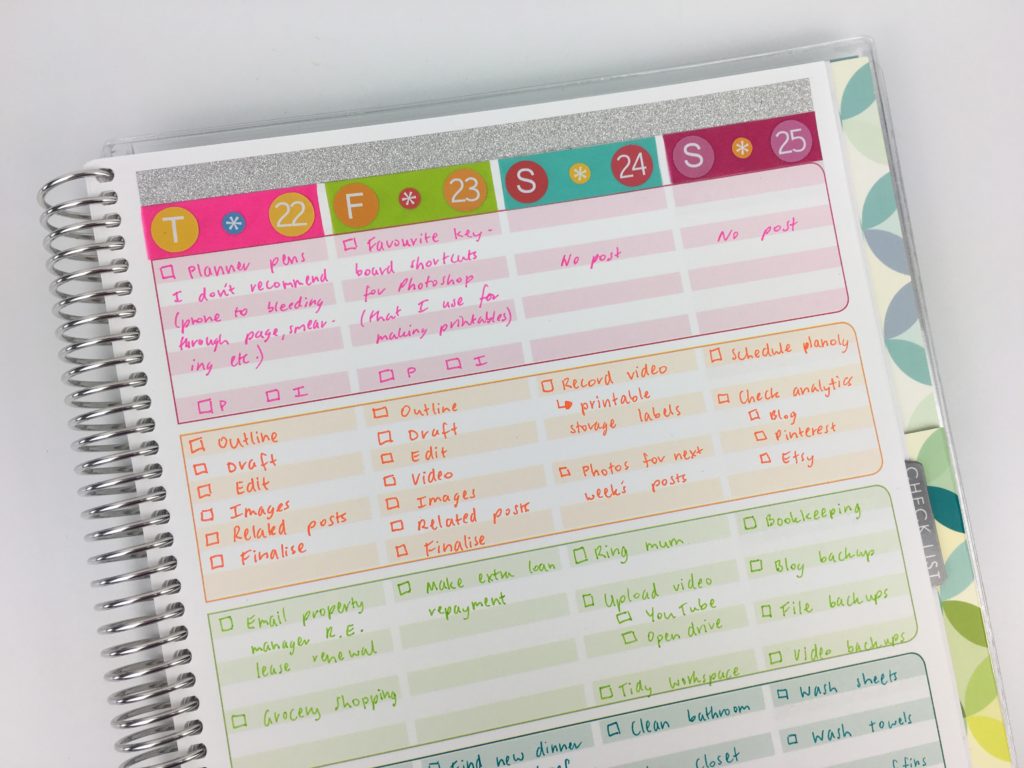using erin condren lesson planner for blog planning weekly content calendar editorial workflow