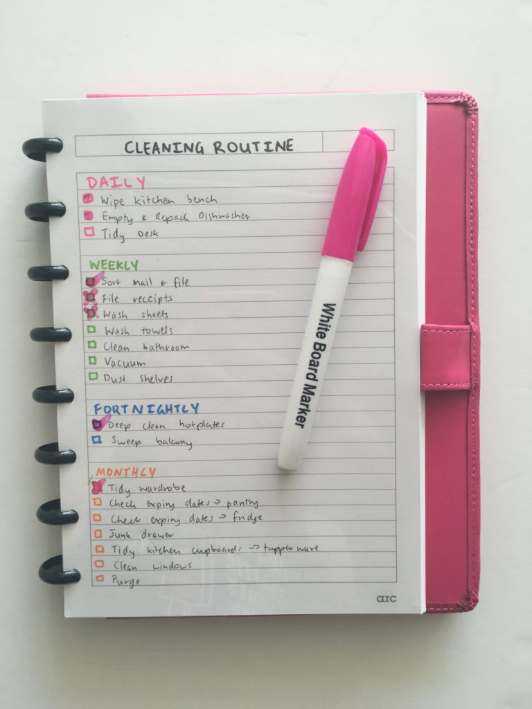 planner hack tips inspiration ideas dry erase marker cleaning checklist color coding to do list use empty note paper arc notebook effectively