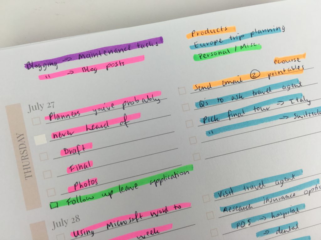 using highlighters to color code your planner organization time management productivity tips ideas inspiration diy arc planner notebook