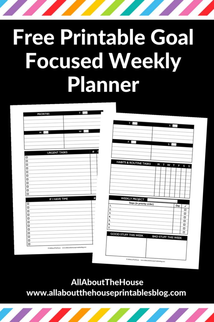 free printable weekly planner goal setting habit tracker minimalist task to do list checklist workflow organizer urgent priority