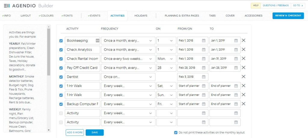 agendio creating a custom personalised planner keep track of recurring tasks routine habit tracking
