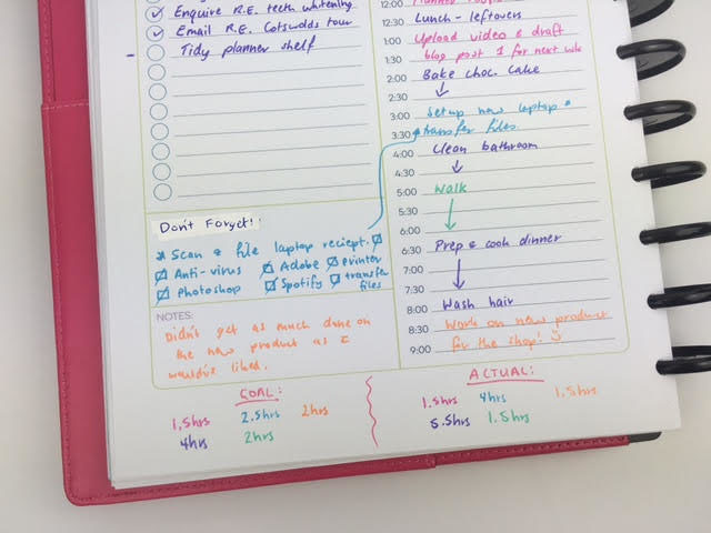 goal setting using a planner actual time spent tracker color coding limelife planners day to a page review
