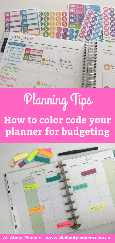 how to color code your planner for budgeting bills stickers sticky notes tips ideas inspiration planning organization