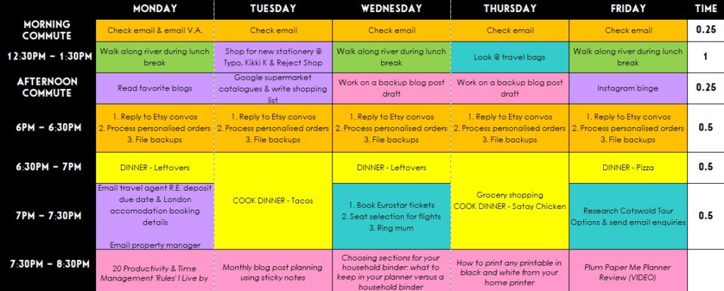 how to use microsoft excel to plan your week digital planning tools ideas inspiration tips color coding computer app