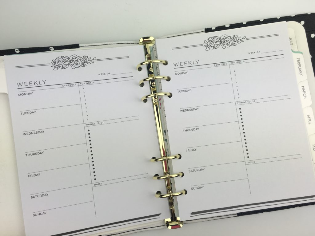 Undated Weekly Planner Inserts A5  Notebook Cover A5 Planner Binder 6 Ring Ring Organizer Planner