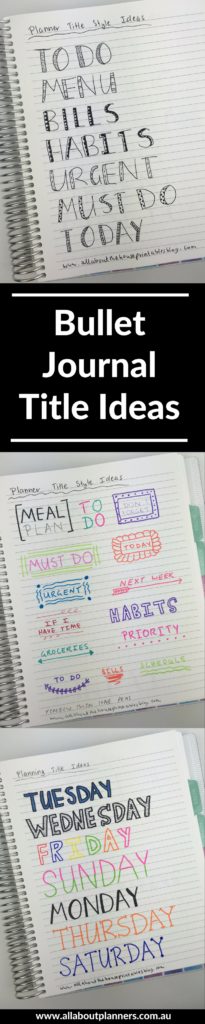 bullet journal title ideas headers bujo layout spread daily weekly monthly minimalist list collection ideas diy