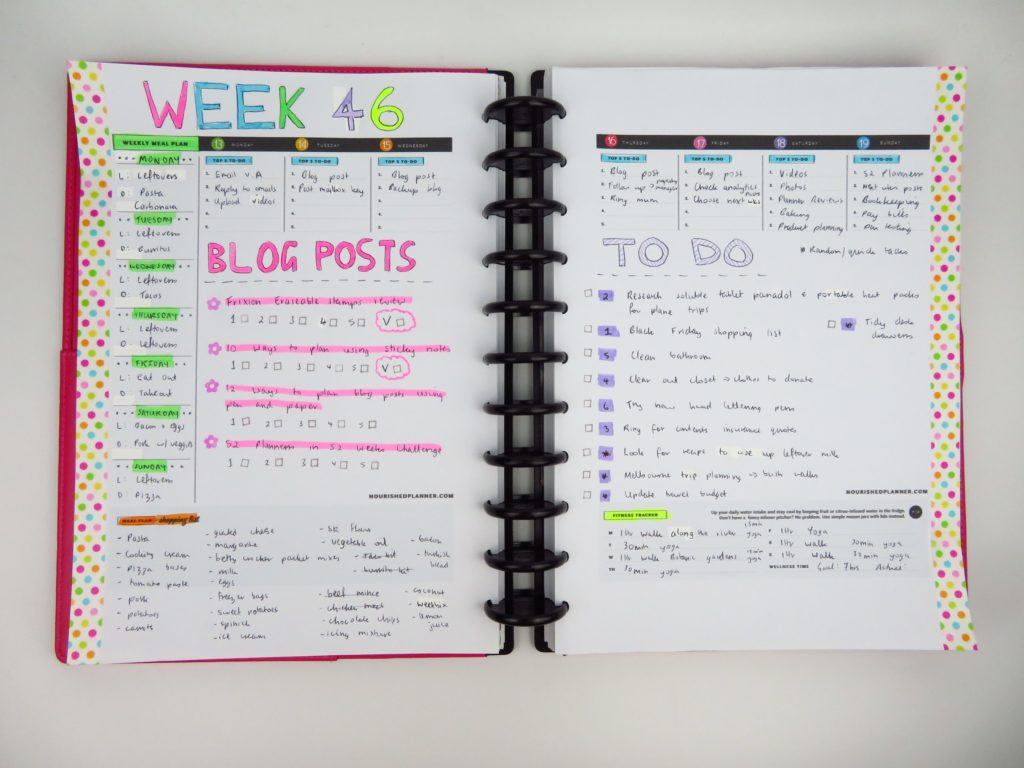 nourished planner review weekly planning color coding highlighting planner decorating ideas washi tape horizontal vertical colorful creative hacks-min