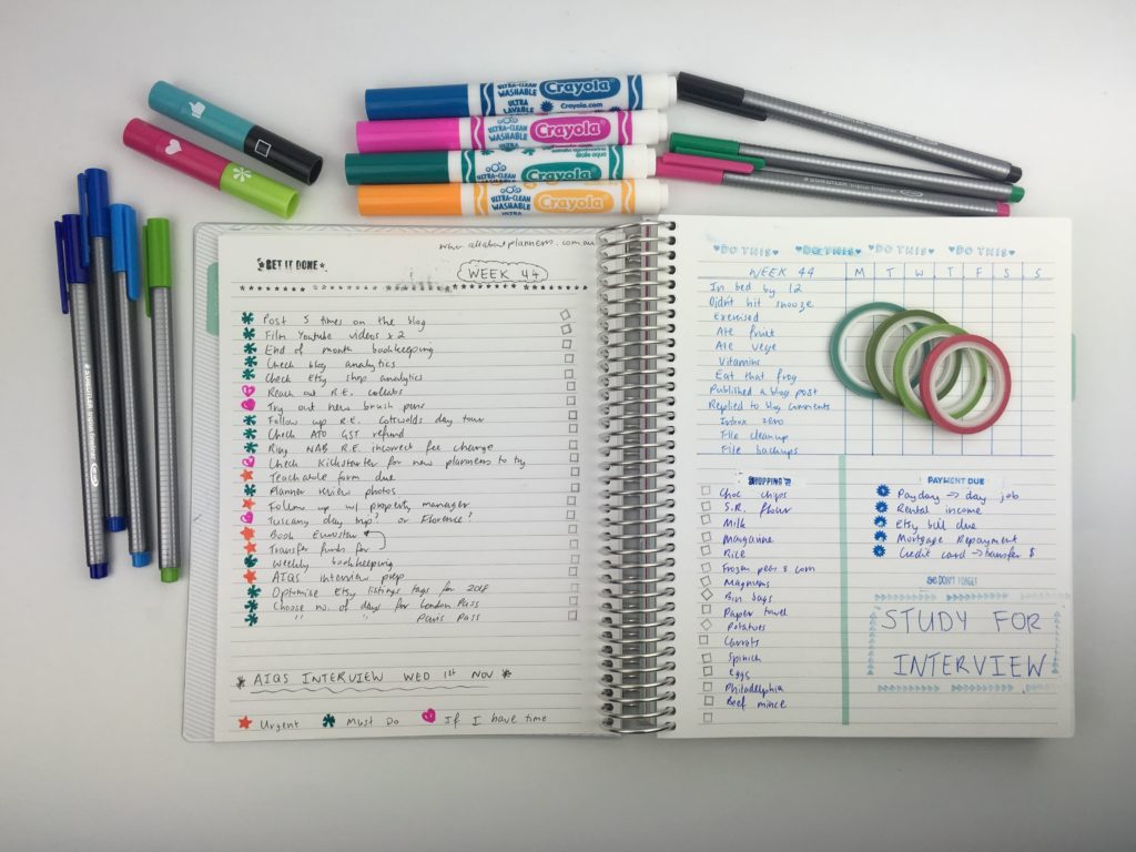 planner spread ideas bullet journal weekly stamps decorating thin washi tape color coding diy plum paper mambi carpe diem inspo-min