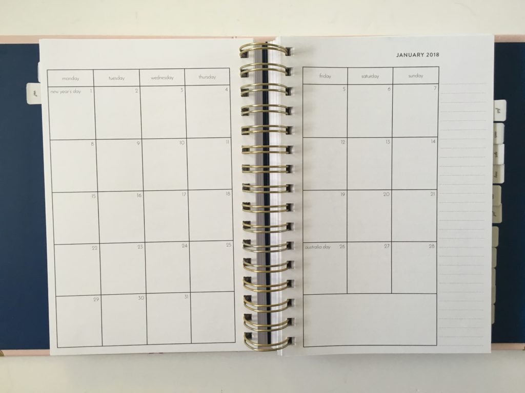 amelia lane paper functional 2 page calendar simple minimalist monday start weekly spread budget health fitness meal planning hardcover a4 size australia