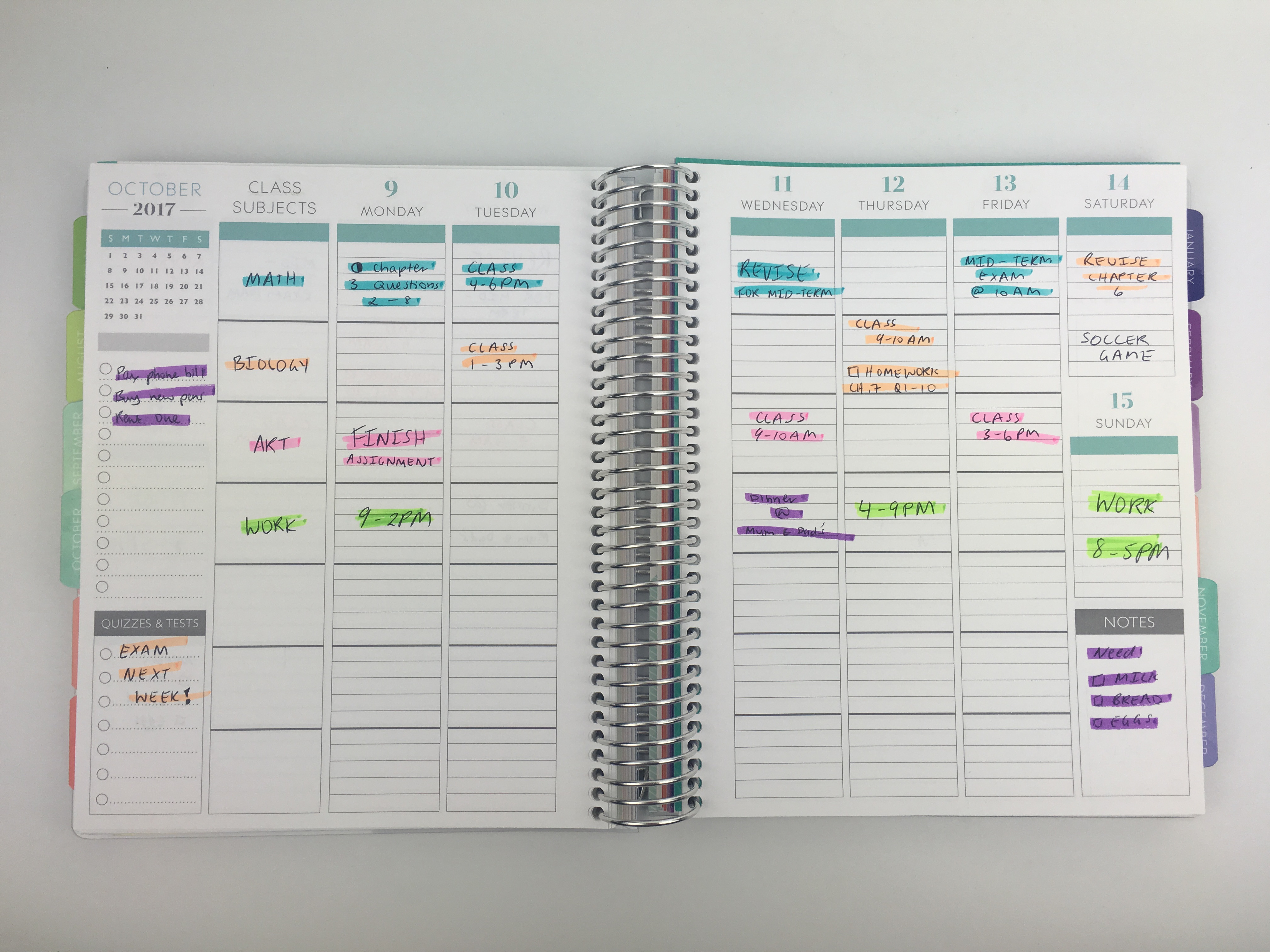 How to color code your planner for school using pens - All About Planners