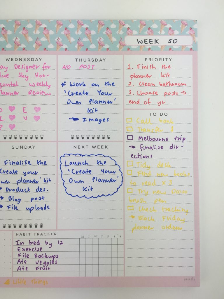 weekly planning notepad alternatives to a traditional weekly planner color coding uni pis pens marker dual tip simple habit tracker blogging checklist colorful decorating-min