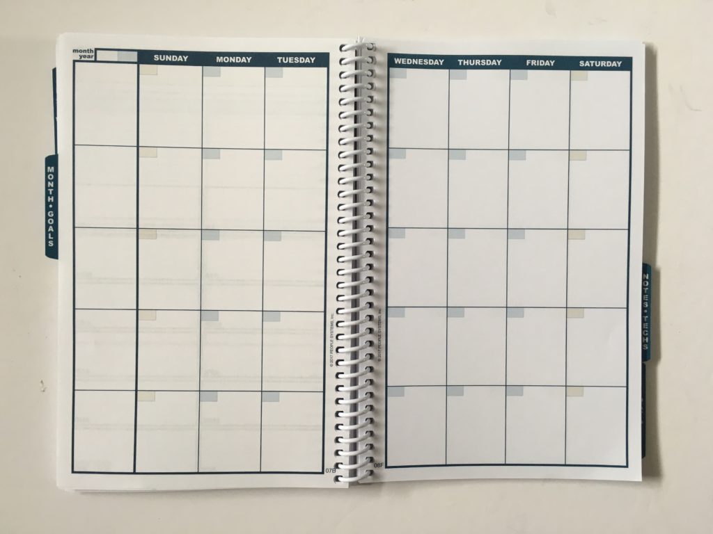 best undated monthly calendar planner daily organizer weekly colorful versus neutral 2 page spread a5 size half letter page