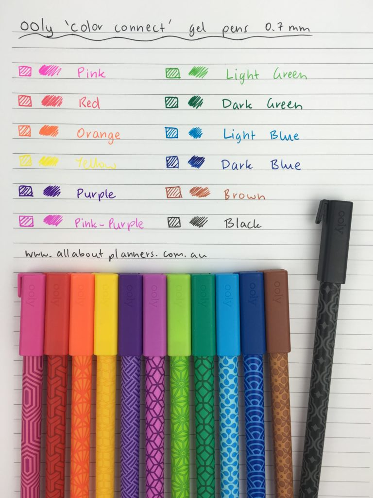 ooly gel pens 0.7mm medium tip color connect review cute planner supplies clip together unique color coding rainbow pen pack affordable zulilly haul-min