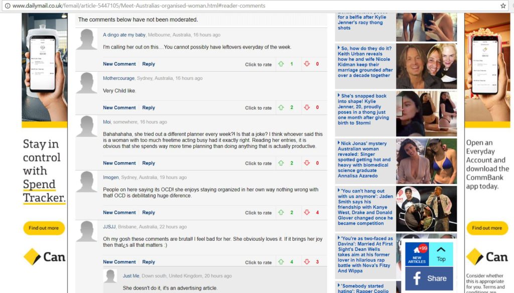 daily mail article comments