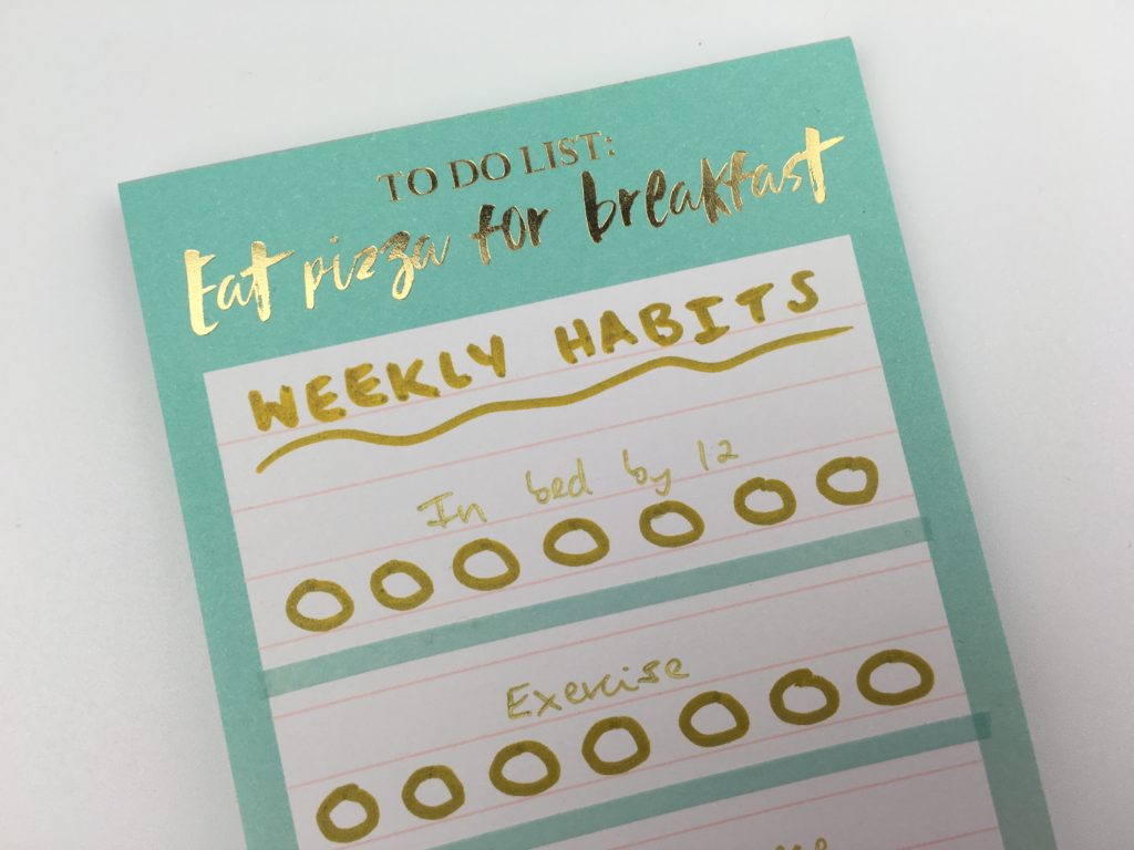 typo notepad gold foil mint cute planning supplies insert habit tracking ideas bullet journal gold pens