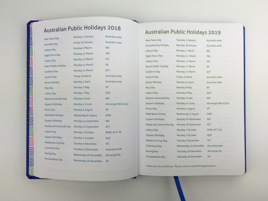australian planner review milestone press milligram 2018 family agenda diary organizer school term public holidays
