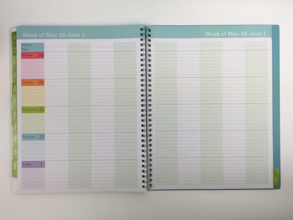 blue sky teacher planner review cover large colorful student categorised lesson planner cheap affordable weekly subject lined class assignment teaching resource