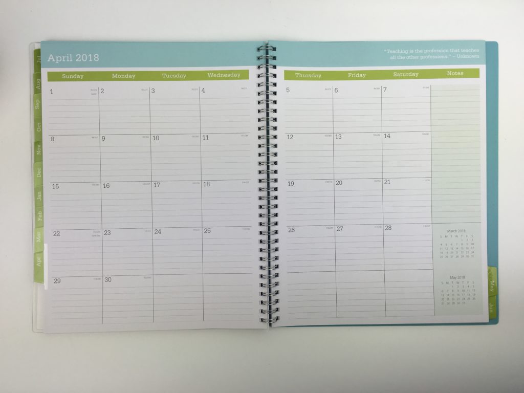 blue sky teacher planner review cover large colorful student categorised lesson planner cheap affordable weekly subject lined monthly calendar sunday start