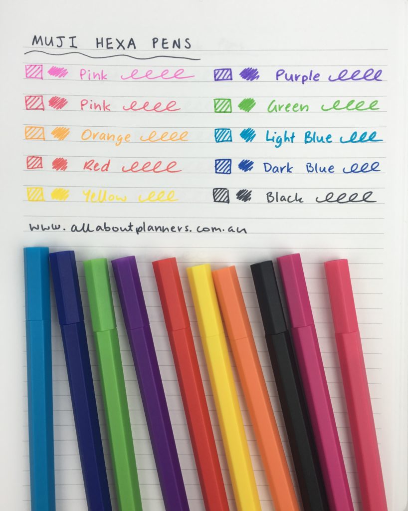 muji hexa pen review rainbow color coding fine tip bullet journal supplies heading favorite stationery supplies good yellow ink