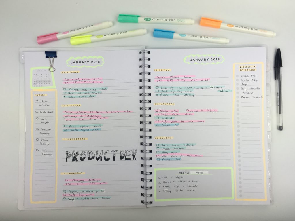 american crafts weekly planner horizontal monday start simple minimalist highlighters plan with me ideas decoration daiso marker color coding