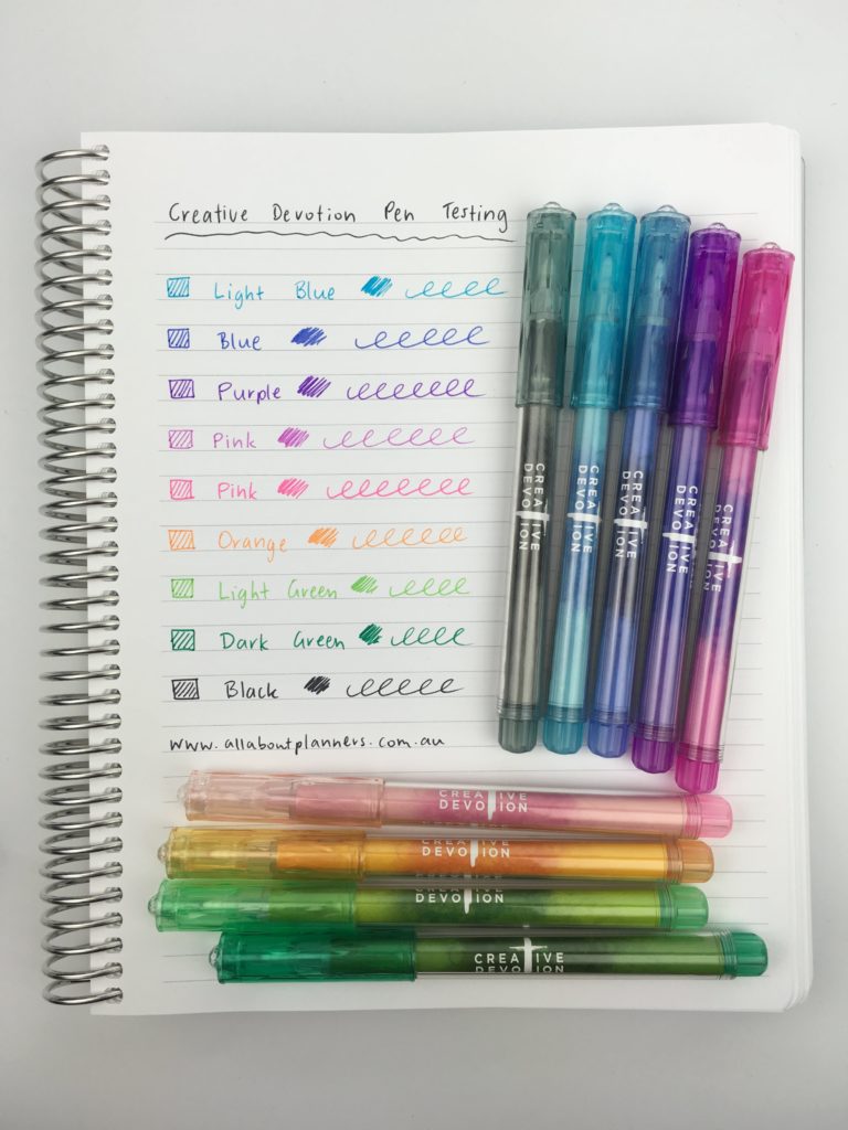 creative devotion pens rainbow gel ink fine tip colorful best planner pens no bleed ghosting cheap-min