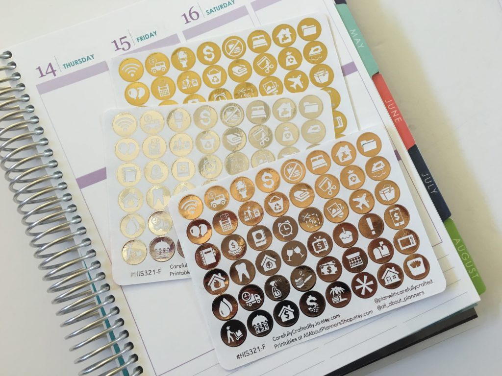 gold foil planner stickers icon functional bill due payment payday reminder rose gold silver any planner-min