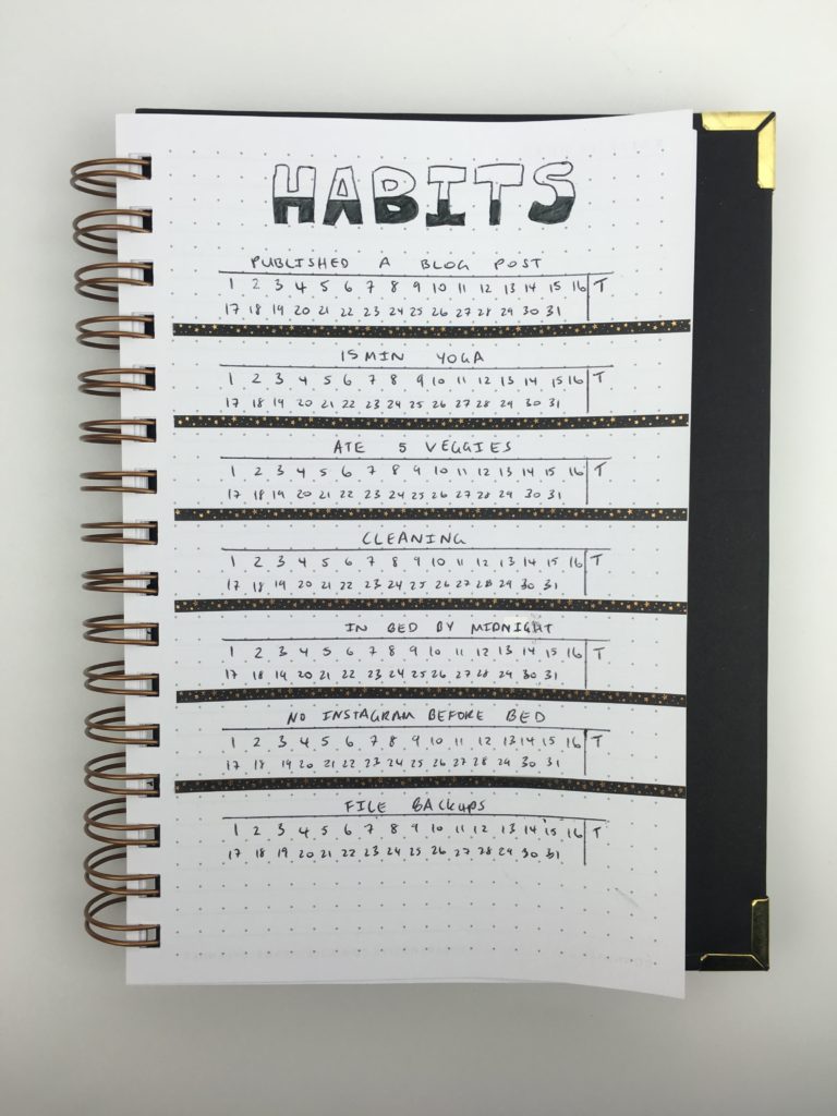habit tracker idea routine tasks rule the world planner minimalist bullet journal bujo grid dot mambi thin washi tape simple minimalist-min