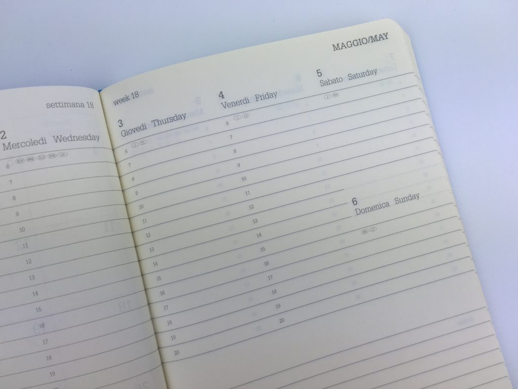 hourly vertical planner week on 2 page portable italian made lediberg ivory collection monday start 6am to 8am cheap simple