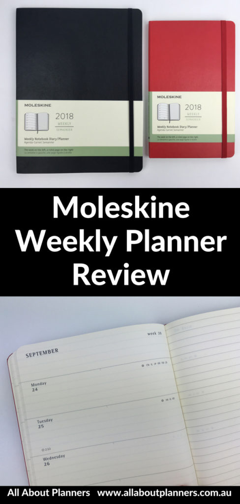 moleskine weekly planner review horizontal simple minimalist gender neutral monday week start pen test bleed through ghosting