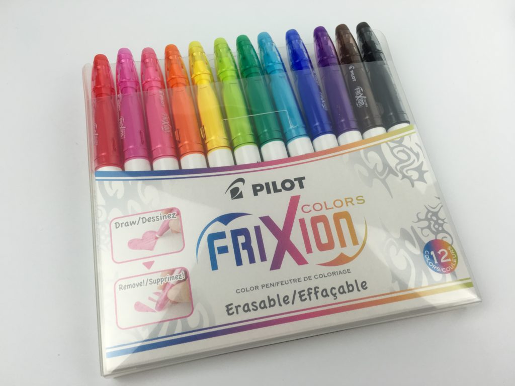 pilot frixion erasable markers rainbow thick headings rub out bullet journal supplies planning tips ideas inspiration test swatch bleed through ghosting pack