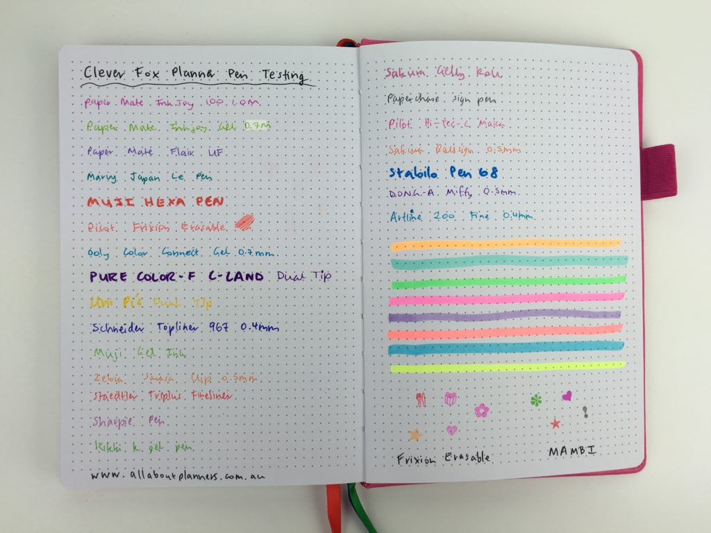 clever fox planner pen testing revoew pros and cons dot grid paper bullet journal alternative