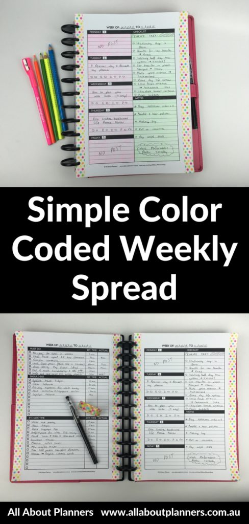 color coded weekly spread ideas highlighter pencils custom printable planner inserts refill arc review all about planners