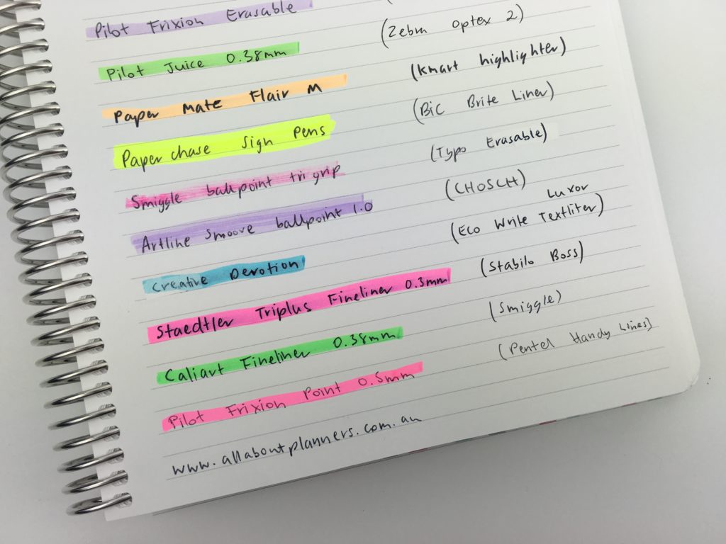 favorite highlighters for planning review best planner supplies no smear bleed through smudging with gel pens ballpoint colorful erasable wax