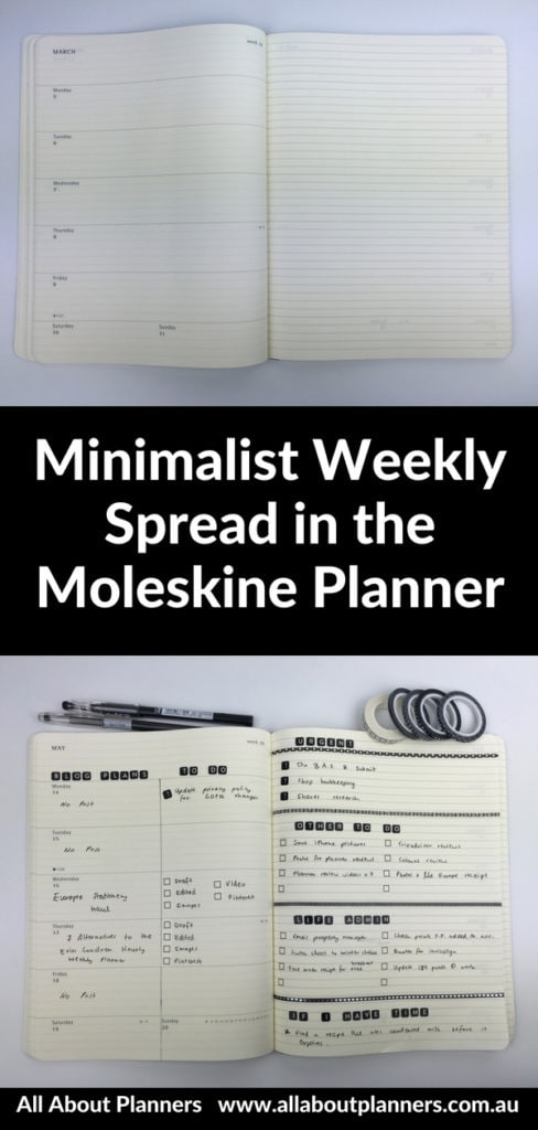 Minimalist black and white weekly spread in the Moleskine Weekly ...