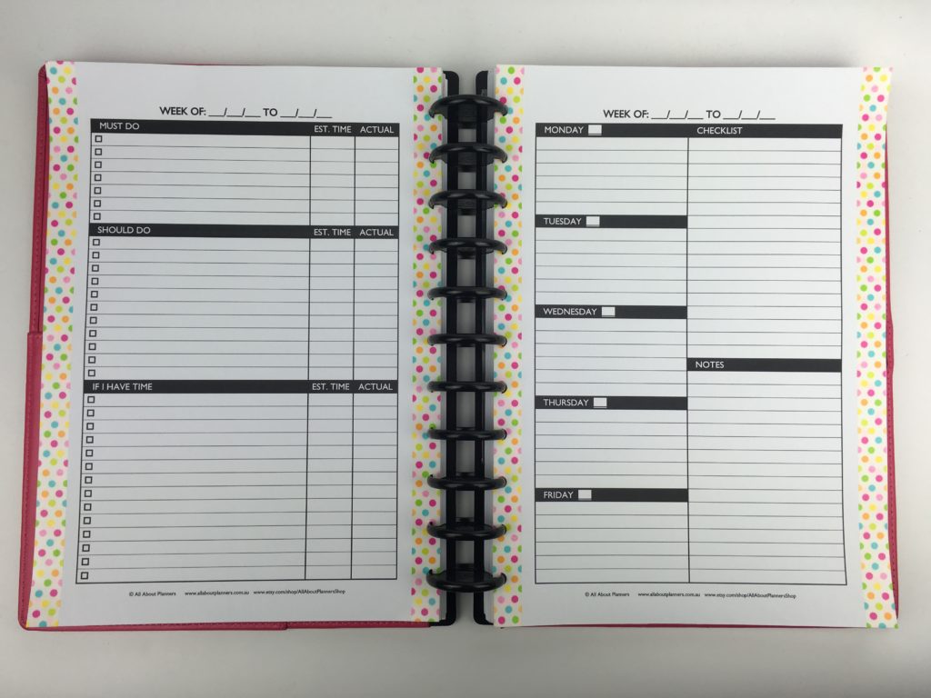 planner printable weekly checklist tasks to do don't forget weekly time management inserts a4 arc planner discbound review
