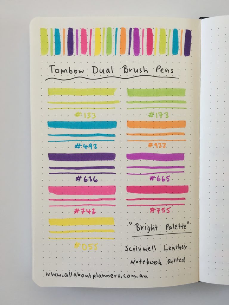 tombow brush pen testing in scrivwell bullet journal notebook review pros and cons bleed through ghosting