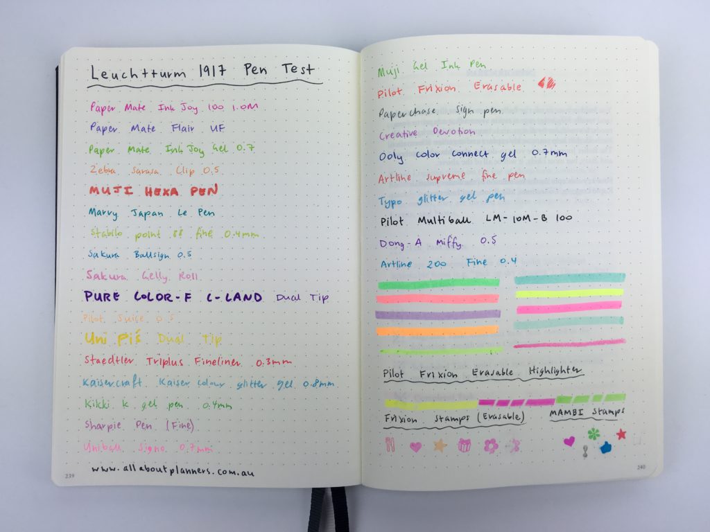 Leuchtturm 1917 Bullet Journal Notebook review ryder carroll pros and cons pen testing ghosting bleed through paper quality honest opinion newbie bujo