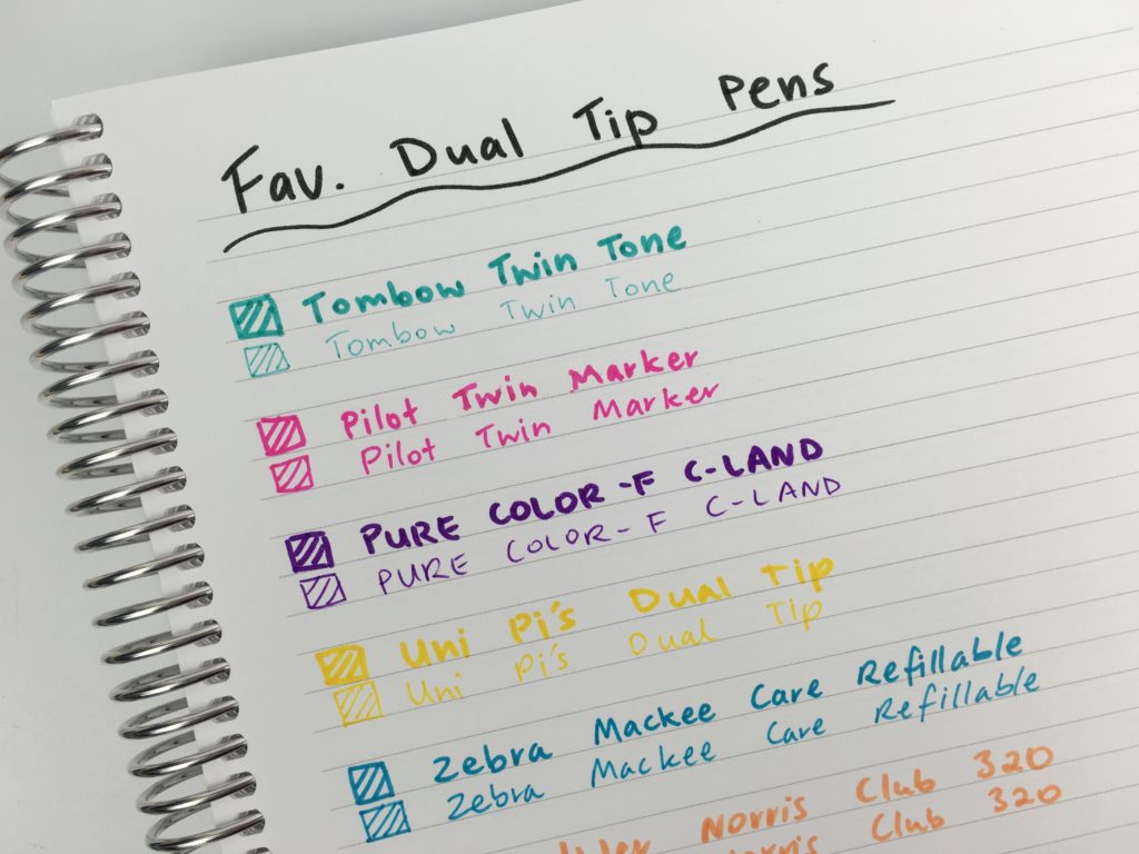 favorite dual tip marker pens twin tip roundup best planner pens supplies no ghosting bleed through review tips inspiration