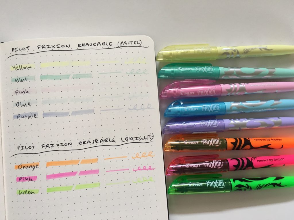 frixion erasable highlighters for planning review pastel versus bright