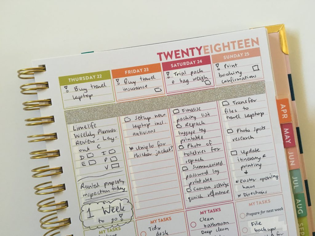 lorna leigh lane colorful weekly planner monday start rainbow glitter washi tape hourly schedule vertical tasks lined-min
