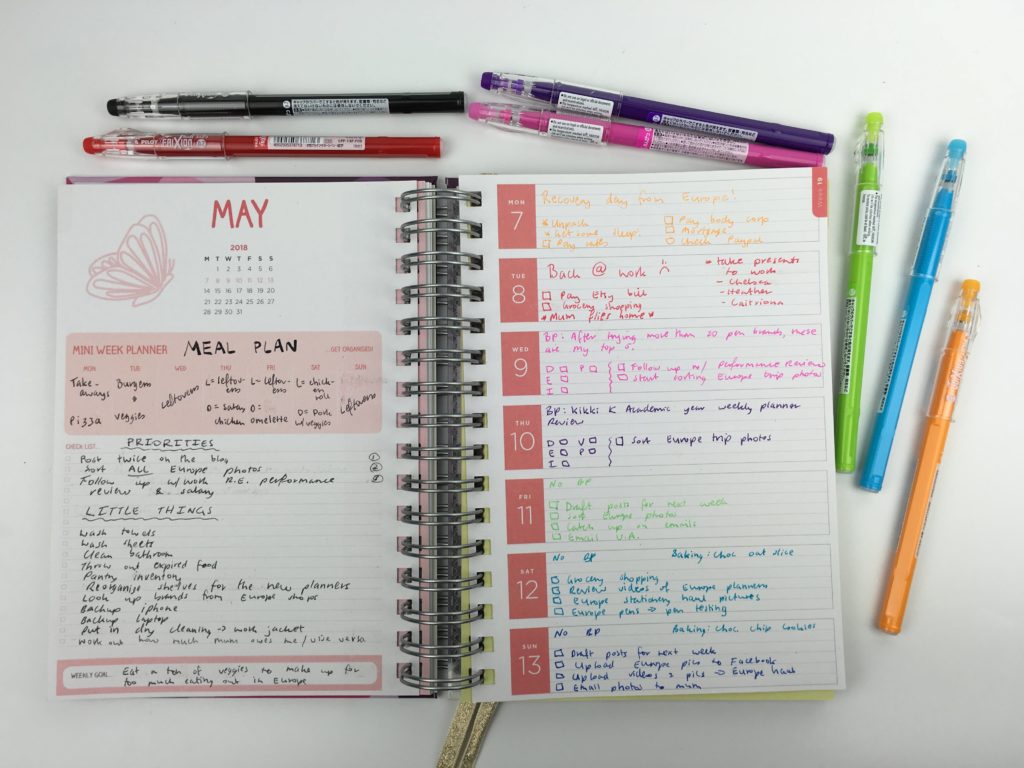 unique planners by pirongs review pros and cons weekly spread colorful neutral rainbow frixion erasable blog planning small handwriting a5 size uk-min