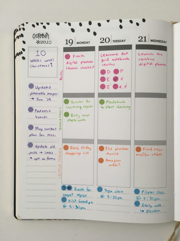 Erin condren weekly spread color coded bloom dot stickers simple quick easy minimalist all about planners vertical spread_02