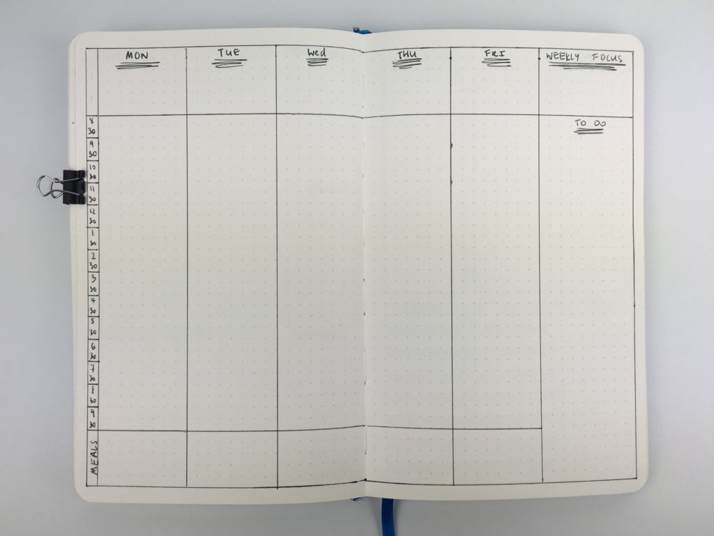 bullet journal weekly spread scheduling layout simple functional minimalist easy quick diy ideas inspiration
